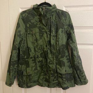 Military Inspired Coat Women's Size XL Zip Up Buttons Green Combat